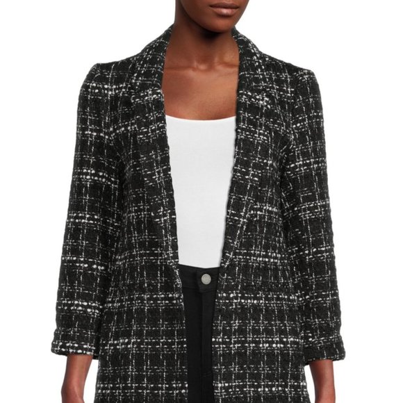 NWT Nanette Lepore Tweed Open Front Blazer In Very Black - Picture 4 of 9